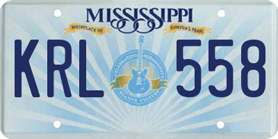 MS license plate KRL558