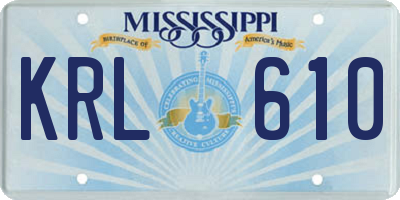 MS license plate KRL610