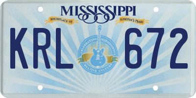 MS license plate KRL672