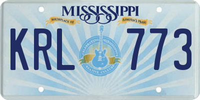 MS license plate KRL773