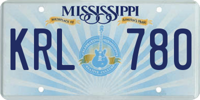 MS license plate KRL780