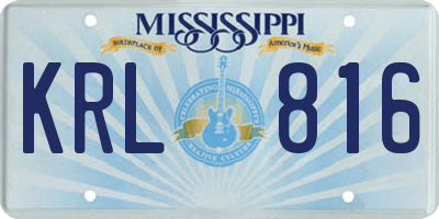 MS license plate KRL816