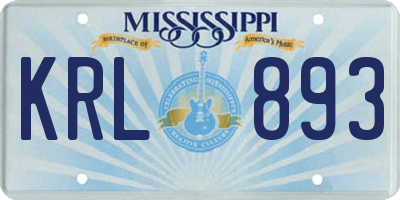 MS license plate KRL893
