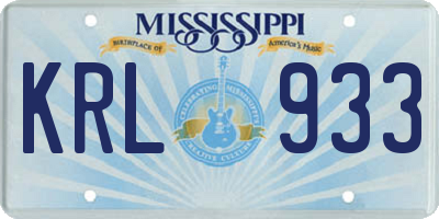 MS license plate KRL933