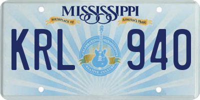 MS license plate KRL940