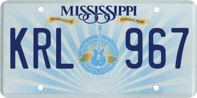 MS license plate KRL967