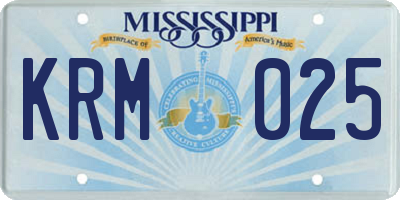 MS license plate KRM025