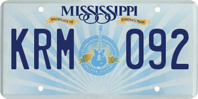 MS license plate KRM092