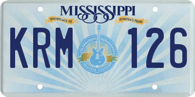MS license plate KRM126