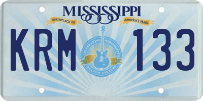 MS license plate KRM133