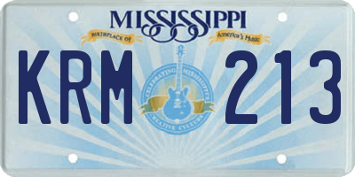 MS license plate KRM213