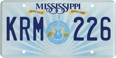 MS license plate KRM226