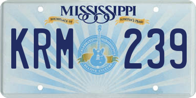 MS license plate KRM239
