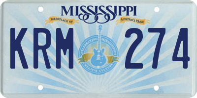 MS license plate KRM274