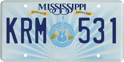 MS license plate KRM531