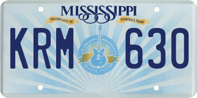 MS license plate KRM630