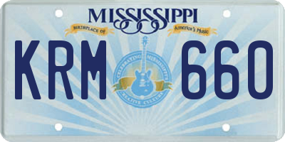 MS license plate KRM660