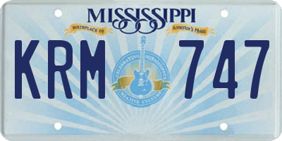 MS license plate KRM747