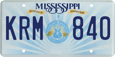 MS license plate KRM840