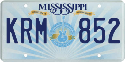 MS license plate KRM852