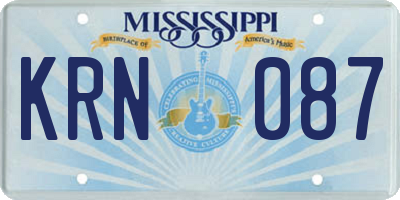MS license plate KRN087