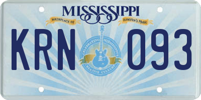 MS license plate KRN093