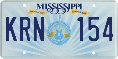 MS license plate KRN154