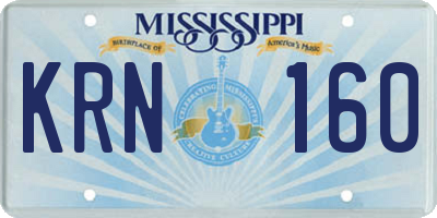 MS license plate KRN160
