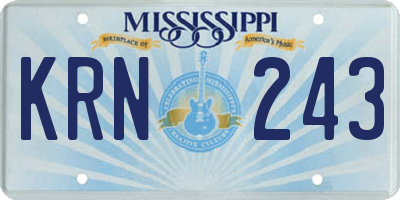 MS license plate KRN243