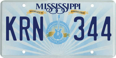 MS license plate KRN344