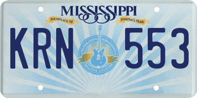 MS license plate KRN553