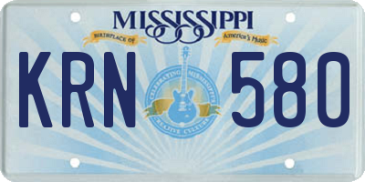 MS license plate KRN580
