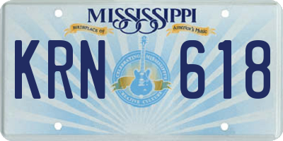 MS license plate KRN618