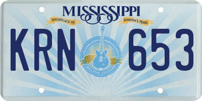 MS license plate KRN653