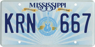 MS license plate KRN667