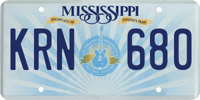 MS license plate KRN680