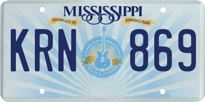 MS license plate KRN869