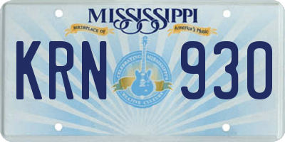 MS license plate KRN930