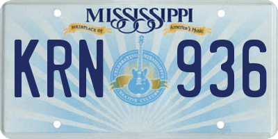 MS license plate KRN936