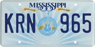 MS license plate KRN965