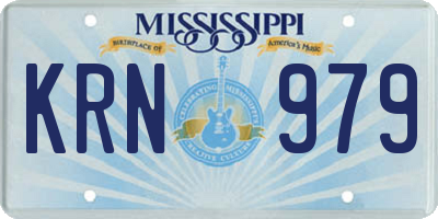 MS license plate KRN979