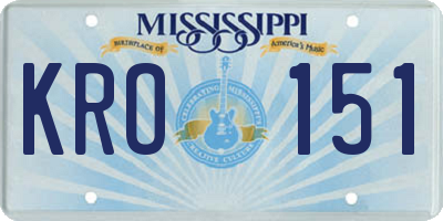 MS license plate KRO151