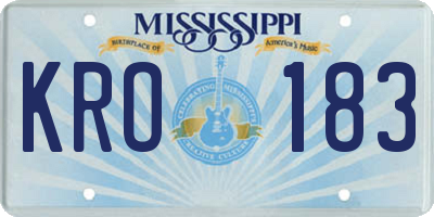 MS license plate KRO183