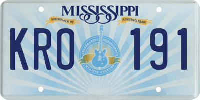 MS license plate KRO191