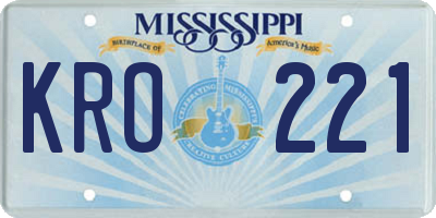 MS license plate KRO221