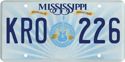 MS license plate KRO226