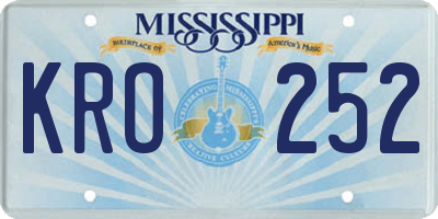 MS license plate KRO252