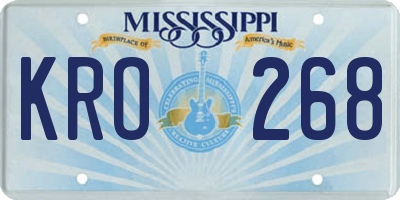 MS license plate KRO268