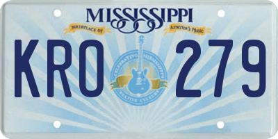 MS license plate KRO279