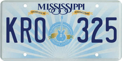 MS license plate KRO325